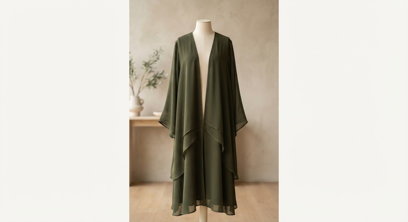 Layered Chiffon Abaya — Olive — Chiffon · Olive